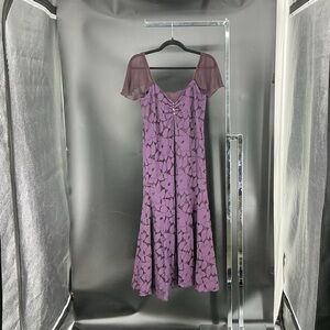 Chic Purple Floral Midi Dress